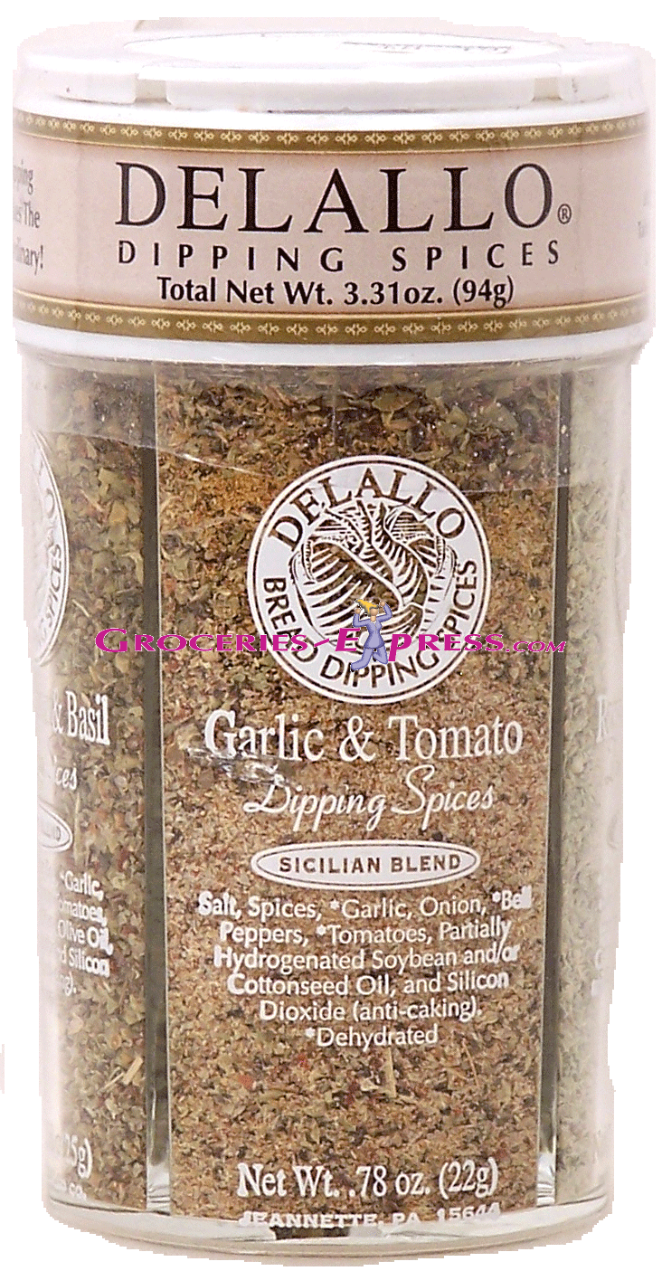 Delallo Dipping Spices 4 compartment; garlic & tomato, rosemary & garlic, roasted garlic & cheese, sundried tomato & basil Full-Size Picture